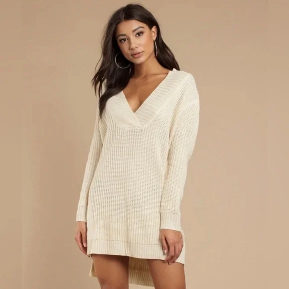 v neck oversized sweater dresses for women